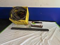 Heavy Duty Booster Cables, Squeegee & Box of Nitrile Gloves