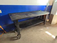 90 Inch Steel Work Bench & (3) Snowmobile Casters