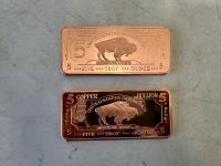 (2) 5 oz Copper Bullion Bars