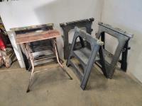 (4) Plastic Saw Horses and (1) Folding Work Bench