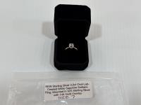 Smartlife Sterling Silver 3.0 Ct Oval Lab-Created White Sapphire Solitaire Ring - Size 7