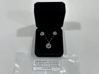 Smartlife Sterling Silver 1.0 Ct Lab-Created White Sapphire 2 Piece Set