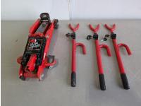 Big Red 2 Ton Floor Jack and (3) Steering Wheel Locks