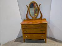 Vintage Wooden Dresser with Mirror