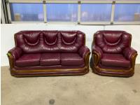 Red Leather Couch and Chair