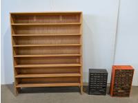 Shelf and (2) Bolt Bins with Contents