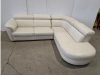 White Leather Modern Sectional Couch with Adjustable Headrests