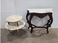 (2) Stone Top Tables