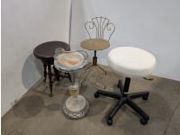 Vintage Floor Ashtray with Lighter and (3) Stools