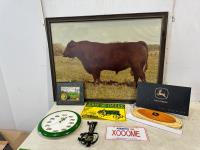 Qty of John Deere Items and Large Bull Print