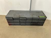 (18) Compartment Metal Bolt Bin with Contents