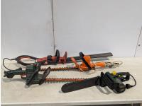 (3) Electric Hedge Trimmers and Yardworks Electric Chainsaw