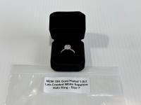 18K Gold Plated 1.0Ct. Lab-Created White Sapphire Halo Size 7 Ring