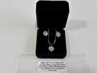 18K Gold Plated Lab Created White Sapphire Heart Cut 2 Piece Set