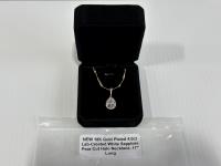 18K Gold Plated 4.0Ct. Lab Created White Sapphire Pear Cut Halo Necklace