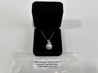 Platinum Plated 12.0 mm Cultured Pearl Necklace