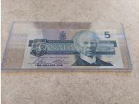 1986 Canadian Five Dollar Bill