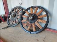 Qty of (2) Hanging Wagon Wheel Light Fixtures