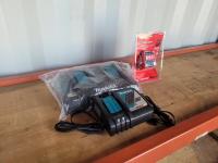 Qty of (2) Makita Battery Chargers w/ Milwaukee Battery