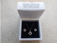 Smartlife Platinum Plated 1.0Ct Blue Sapphire Necklace and Studd Earrings