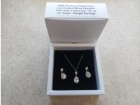 Smartlife Platinum Plated 2.0Ct White Sapphire Pear Halo Necklace and Earrings