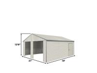 TMG Industrial TMG-MS2119 21 Ft X 19 Ft Double Garage Metal Shed with Side Entry Door