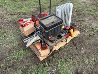 Pallet of Farm Jacks, Misc Tools, Tool Box