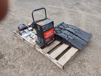 Battery Charger, Car Ramps, Nail Gun, Staple Gun, Gloves, Air Compressor.