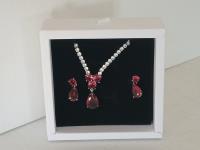 Platinum Plated Pear Ruby 2 Piece Set