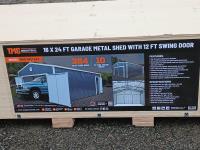 TMG Industrial TMG-MS1624 16 Ft X 24 Ft Metal Garage Shed with Double Front Doors