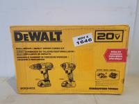 DeWalt 20V 1/2 Inch Drill, 1/4 Inch Impact Driver, (2) Batteries, Charger and Dewalt Bag