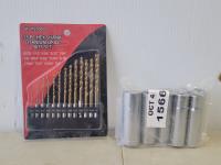 13 Piece Hex Shank Titanium Drill Bit Set and 1/2 Inch Drive Deep Socket Set