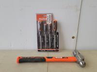 Harden 4 Piece Screwdriver Set and 910G Ball Pein Hammer