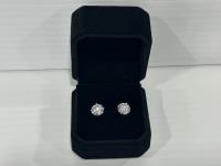 Smartlife Platinum Plated 2.0 Ct Each Stud Earrings