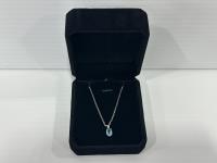 Smartlife Sterling Silver 1.0 Ct Oval Cut Swiss Blue Topaz Necklace