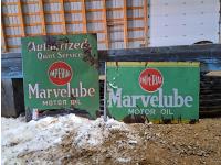 (2) Porcelain Marvelube Motor Oil Signs