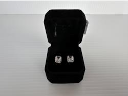 Smartlife Sterling Silver 2.0 Ct Each Simulated Diamond Emerald Cut Halo Stud Earrings