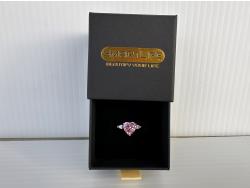 Smartlife 18K Gold Plated 4.0 Ct Pink Heart Cut Trinity Ring with Pear Sidestones-Size 8.5