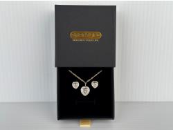 Smartlife 14K Gold Plated 1.5 Ct Heart Cut Halo 2 Piece Set