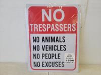 No Tresspassers Tin Sign