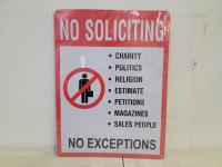 No Soliciting Large Tin Sign