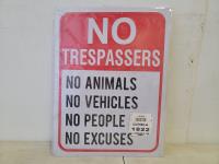 No Trespassers Tin Sign