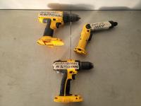 DeWalt 7.2V Cordless Screwdriver and (2) 18V 1/2 Inch Drills