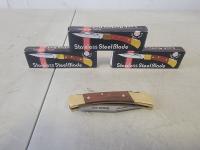 (3) Stainless Steel Folding Pocket Knives