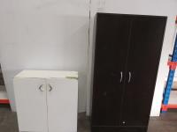 (2) Double Door Cabinets (4) Small Caster Wheels