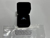 1.25Ct Princess Cut Swiss Blue Topaz Chanel Ring, Resizable