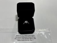 2.0Ct Heart Simulated Diamond Chanel Ring, Size 7