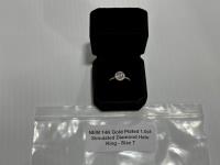 14K Gold Plated 1.0Ct Simulated Diamond Halo Ring, Size 7