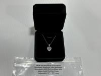 2.0Ct Heart Simulated Diamond Halo Necklace, 16 Inch to 18 Inch Long Chain