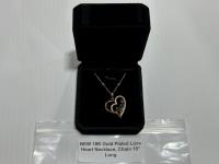 18K Gold Plated Love Heart Necklace 18 Inch Long Chain